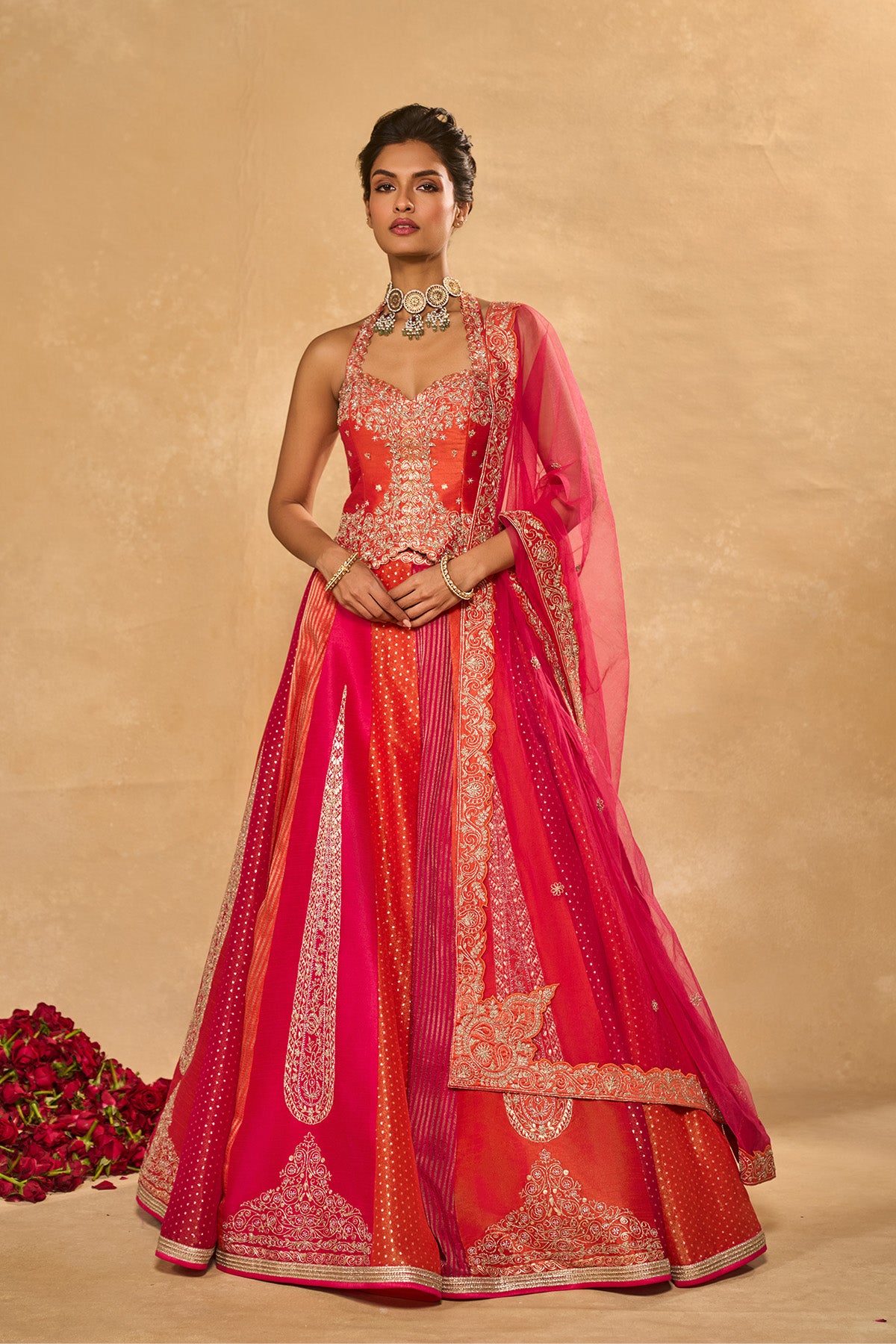 ORANGE NAINA LEHENGA
– Chamee and Palak official