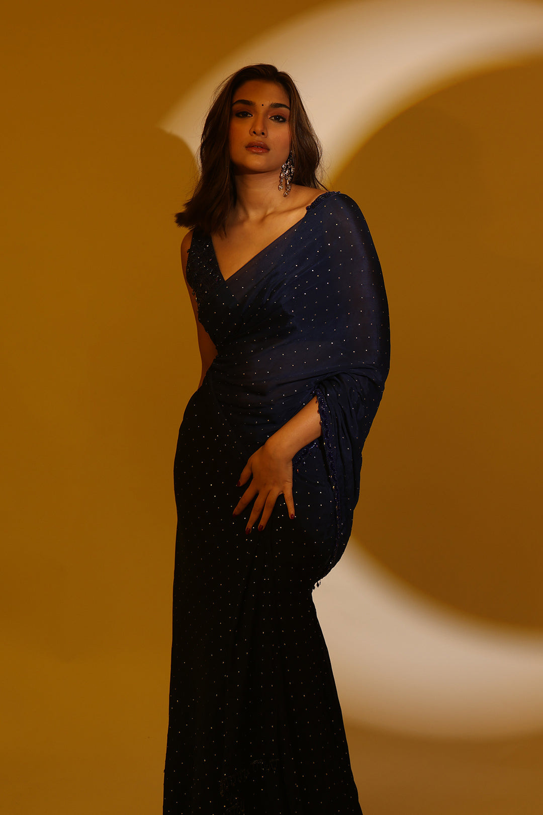 BRIGHT BLUE JASMINE GUSSET SAREE