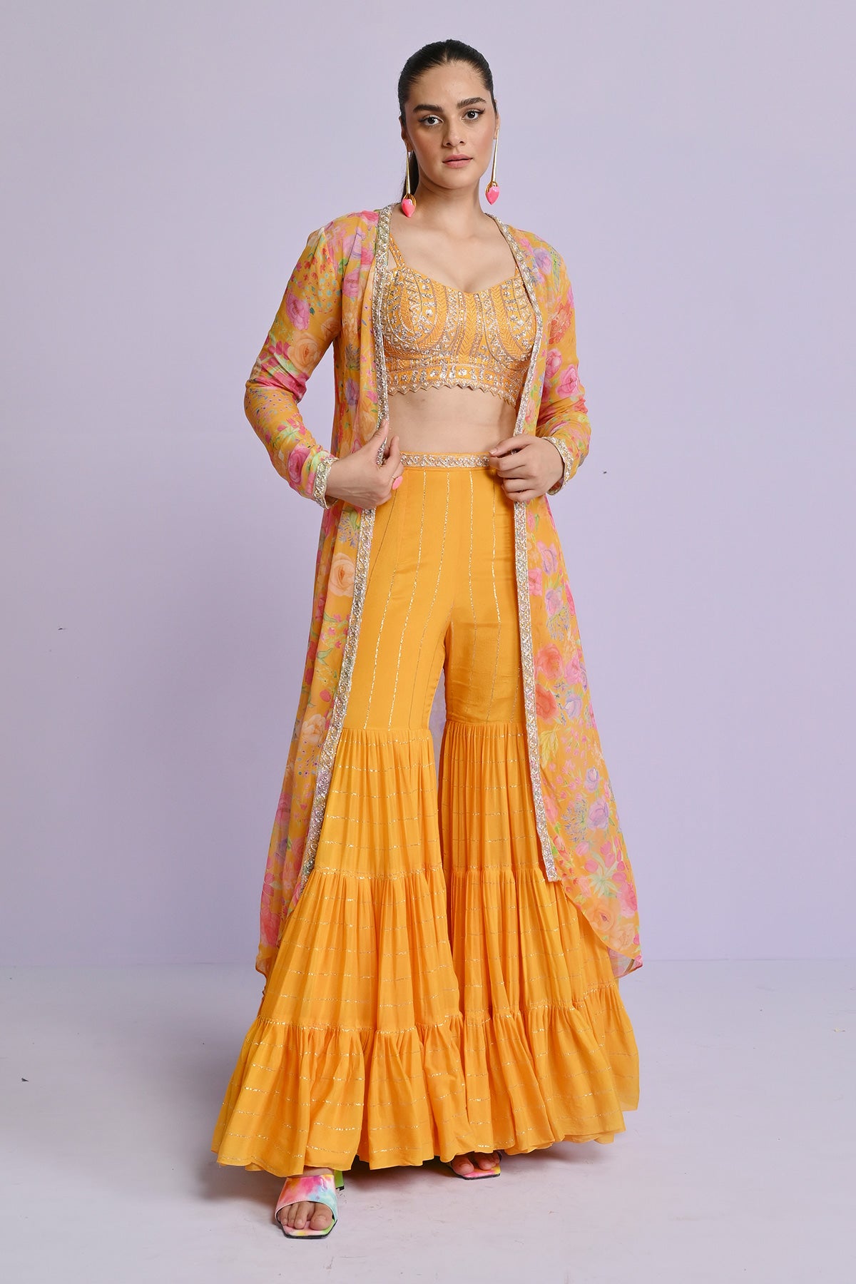 Amira Georgette Jacket Set – Chamee and Palak official