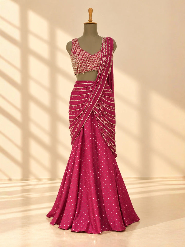 Kashish Saree in Rani Pink