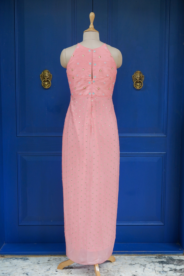 Peach meadow cascade dress