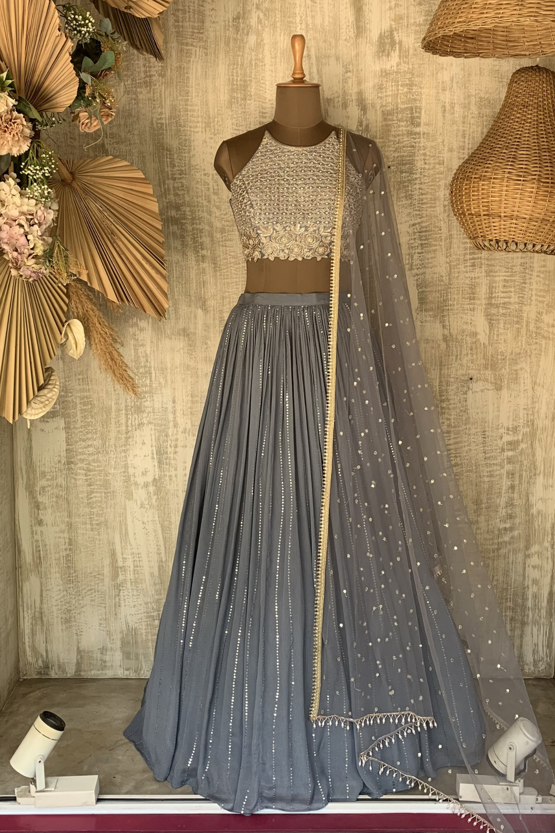 Grey sara rushing lehenga