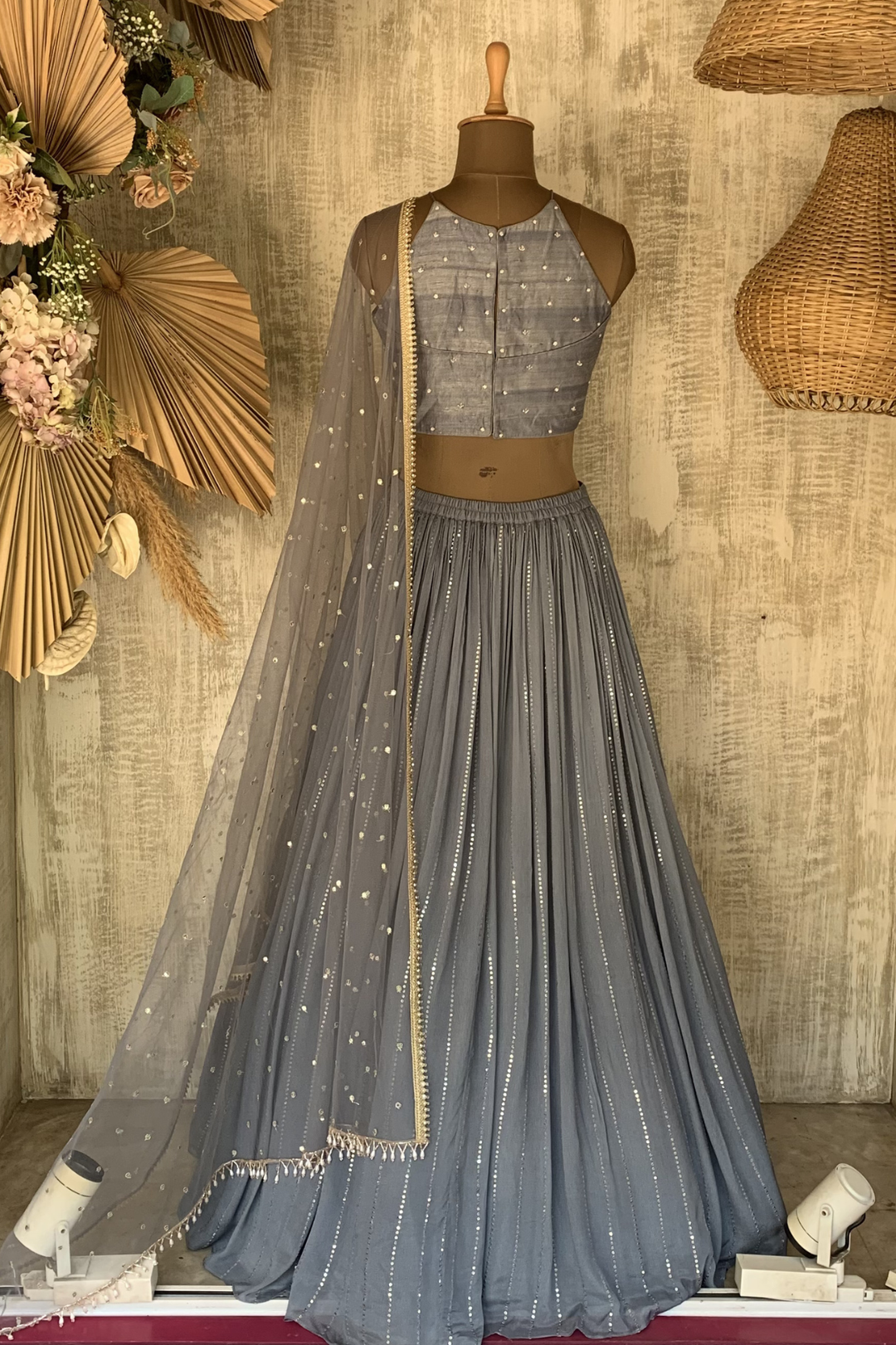 Grey sara rushing lehenga