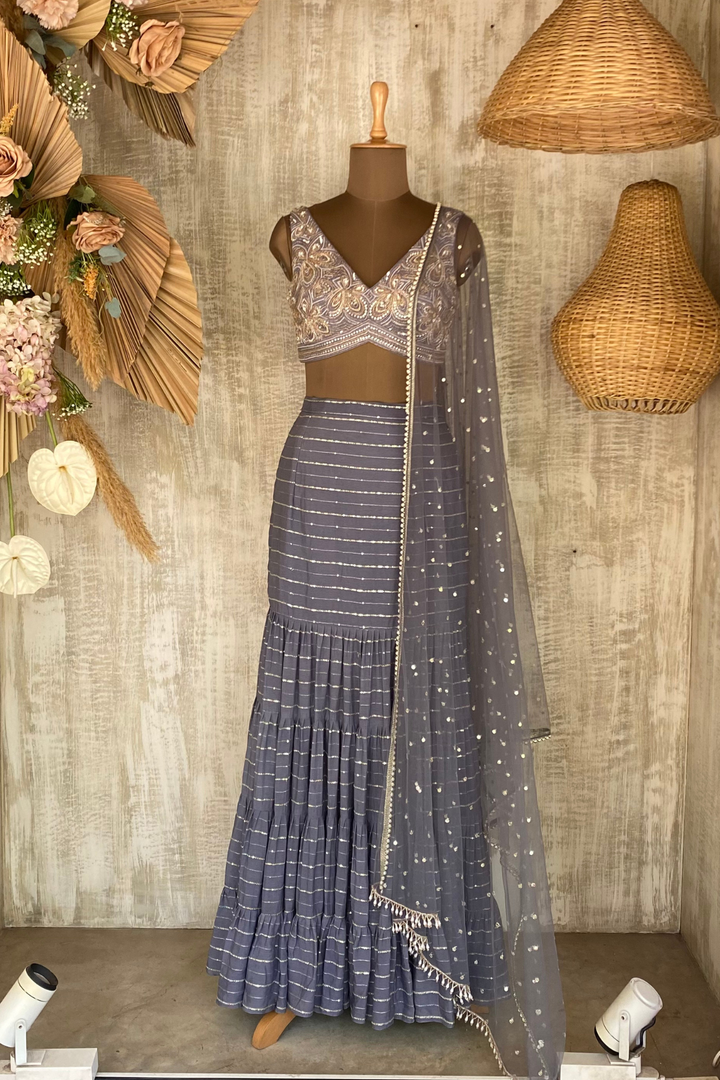 Grey Thea Fit and Flare Skirt