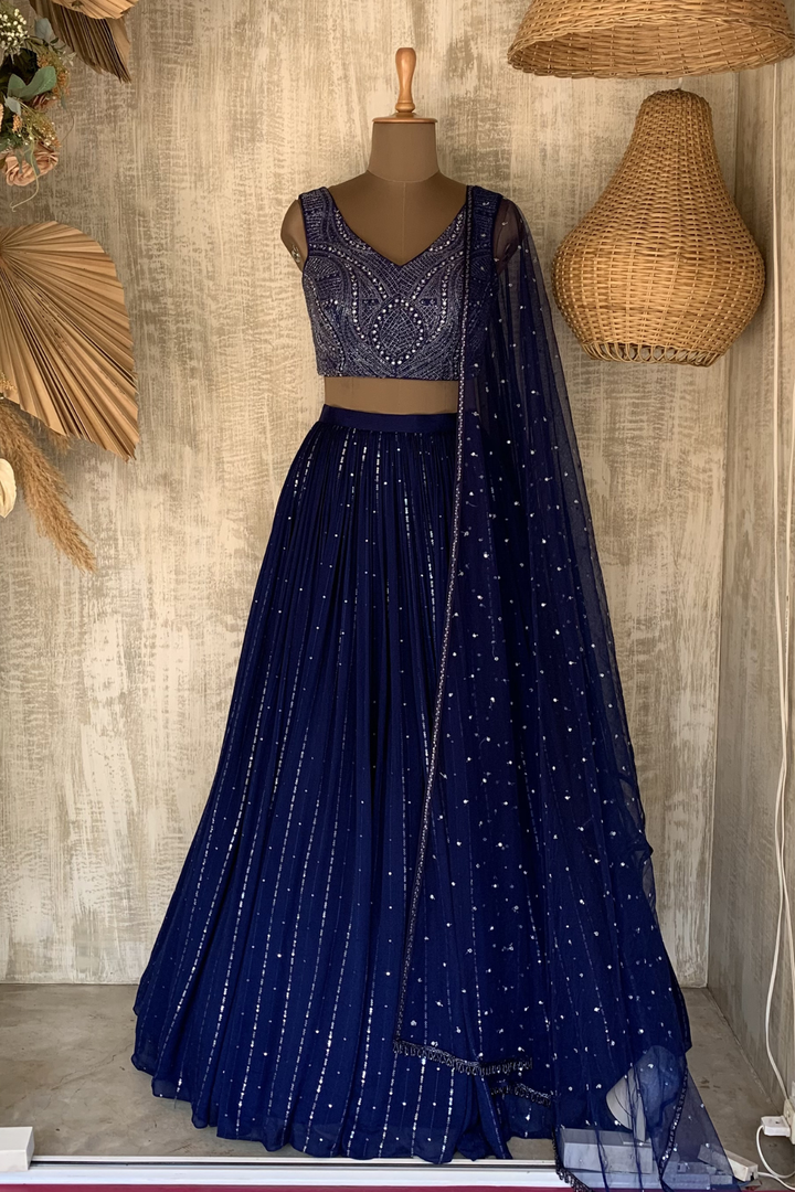 Blue stella rushing lehenga