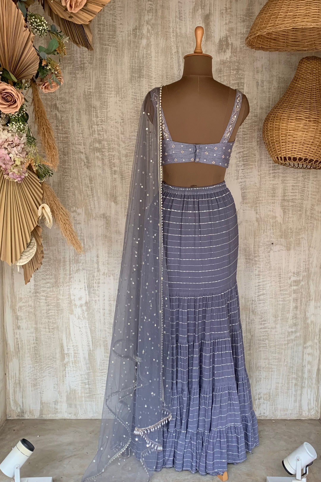 Grey Thea Fit and Flare Skirt