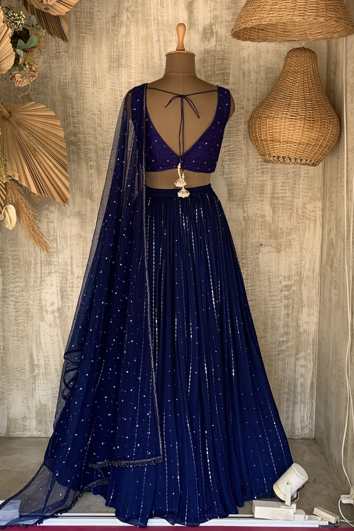 Blue stella rushing lehenga