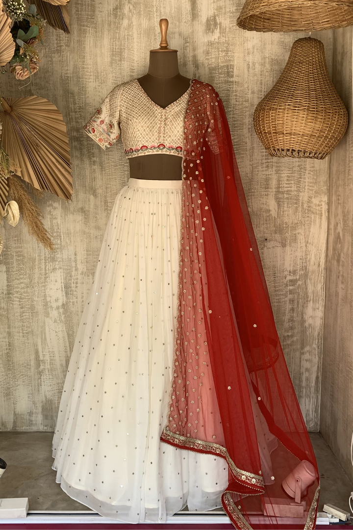 Ivory Aamna rushing lehenga
