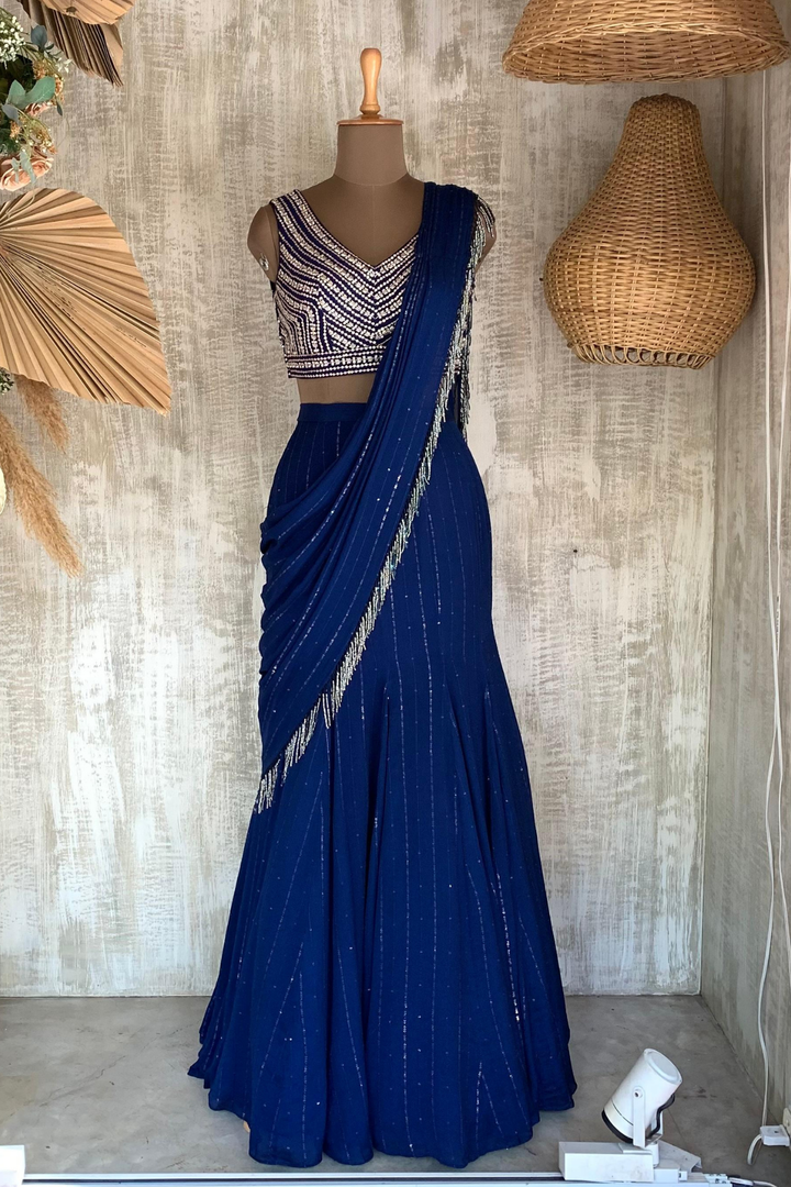 Deep Blue Gusset Chhaya Saree