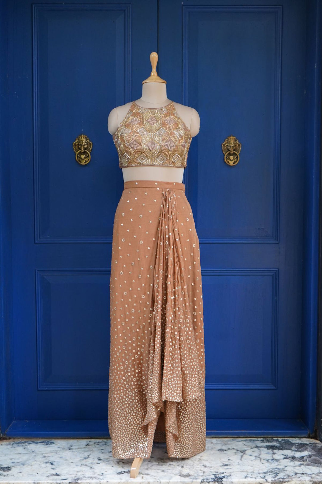 Brown Noor drape skirt