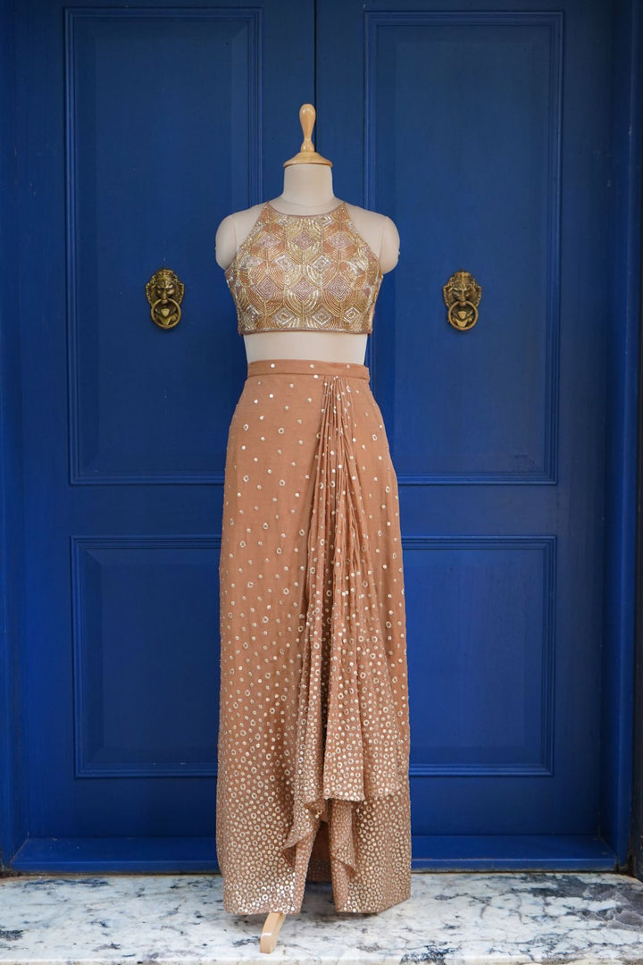 Brown Noor drape skirt