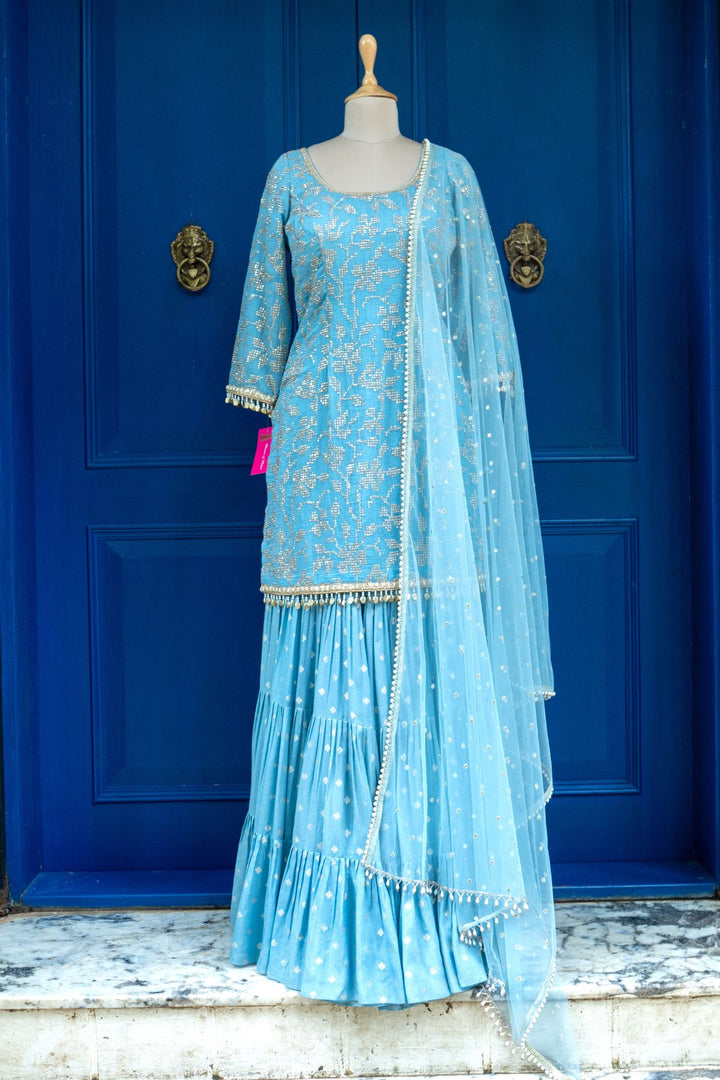 Blue Fiza kurta sharara