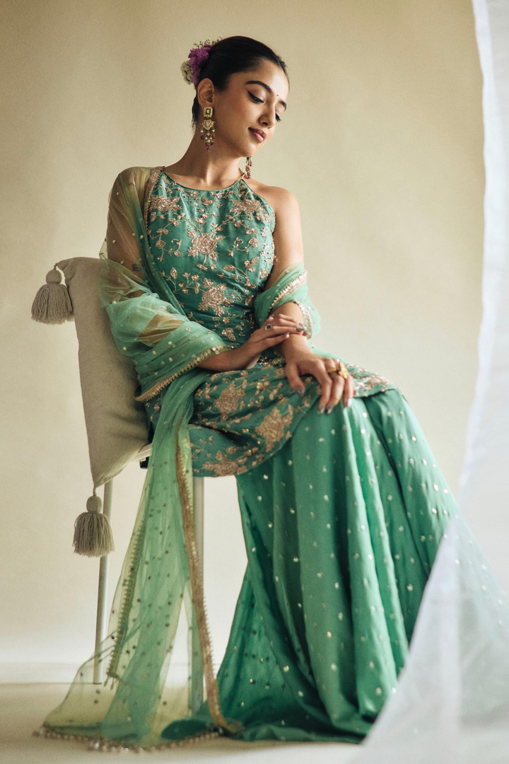 Ahsaas Channa in Green Mehek Palazzo