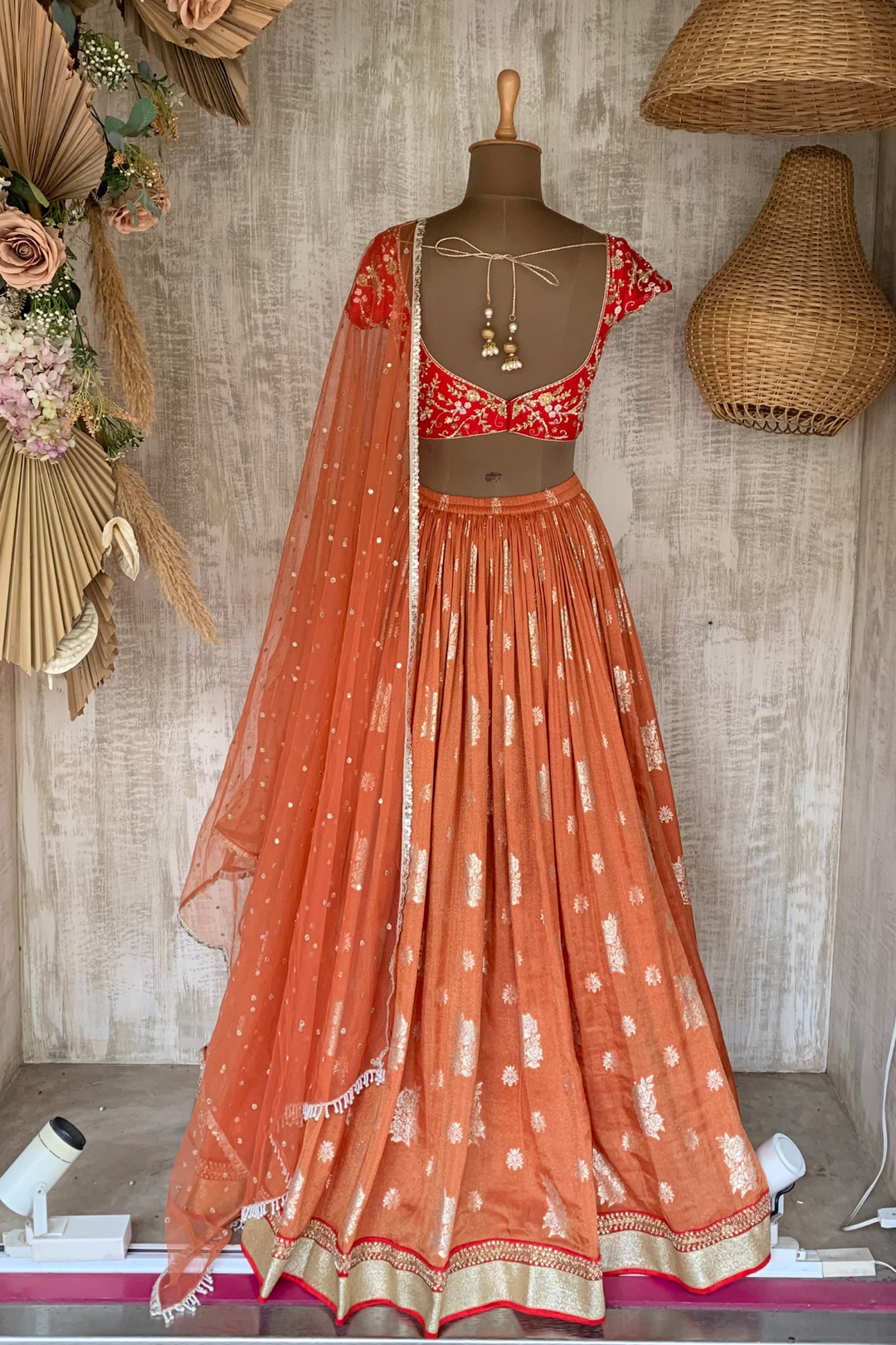 Rust Jamewar Rushing Skirt Set