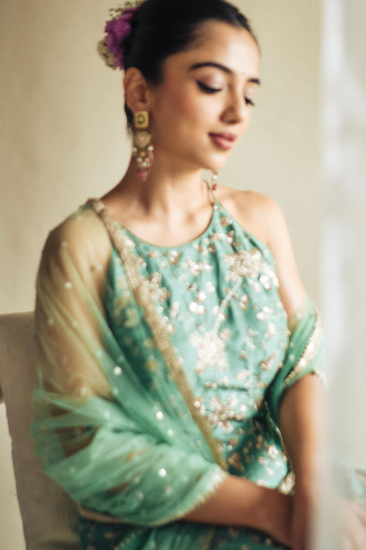 Ahsaas Channa in Green Mehek Palazzo
