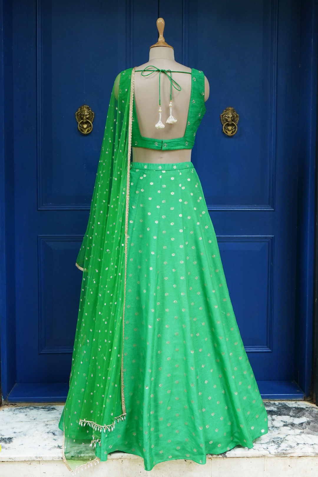 Green Aisha Kali lehenga