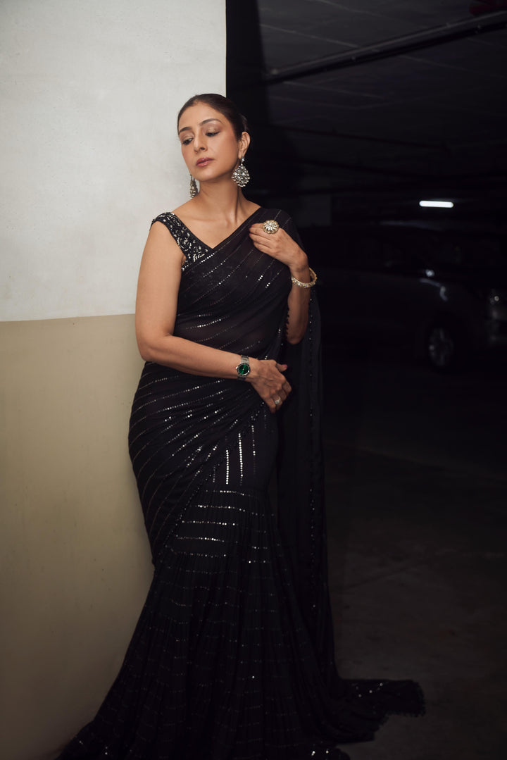 Tabu in Sky Pre Drape Saree