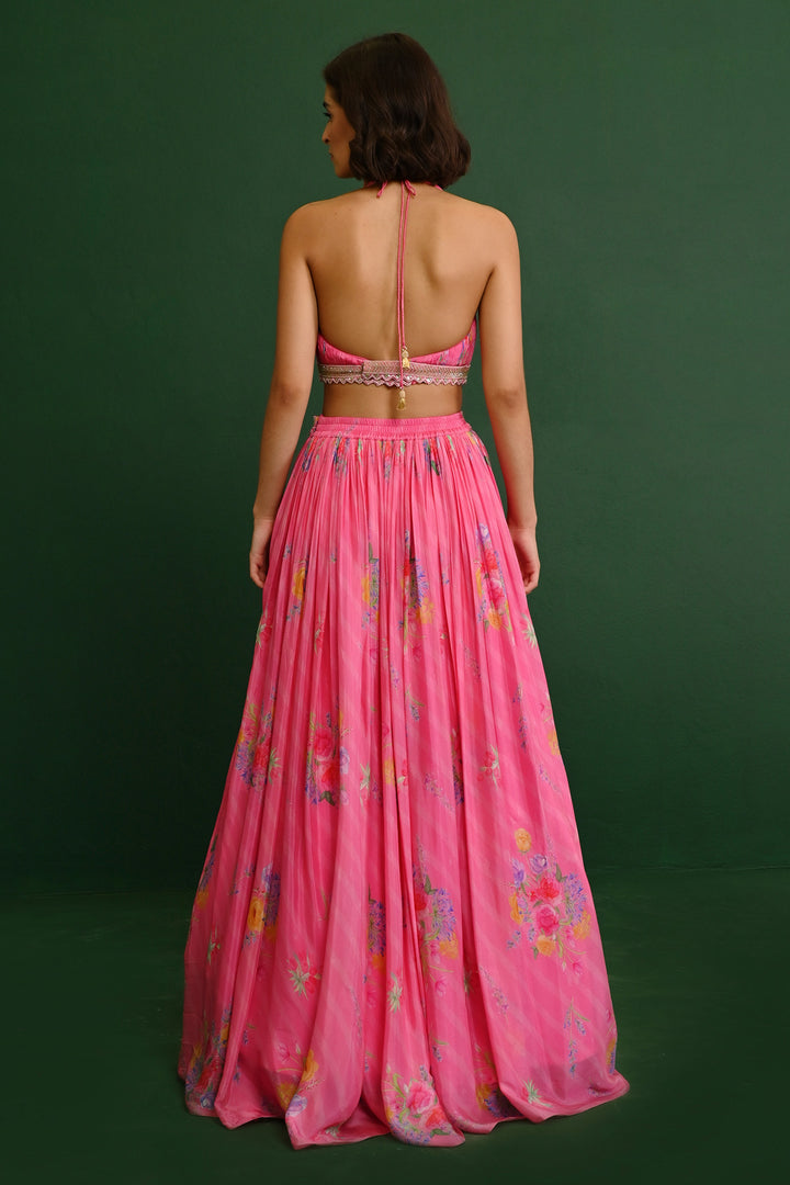 Rosette Georgette Rusched Halter Set
