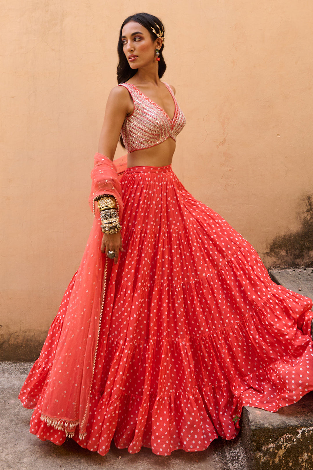 Orange Bandhani Set
