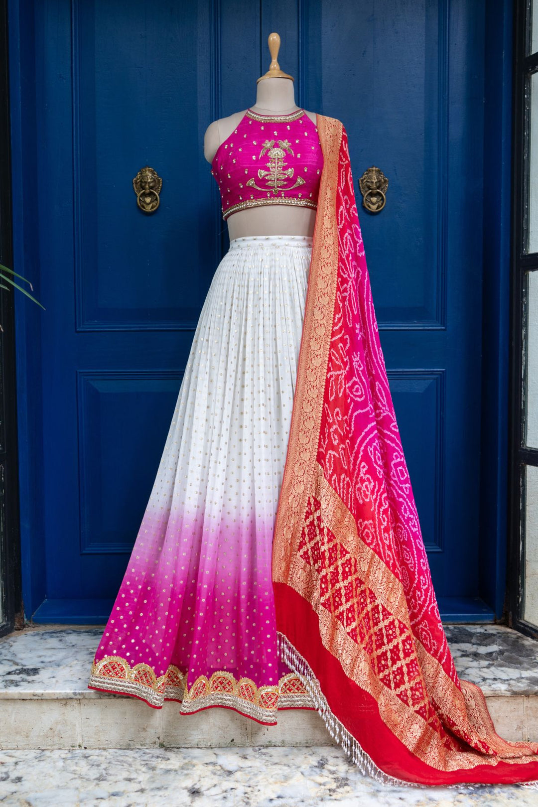 PINK DIP DYE SKIRT SET