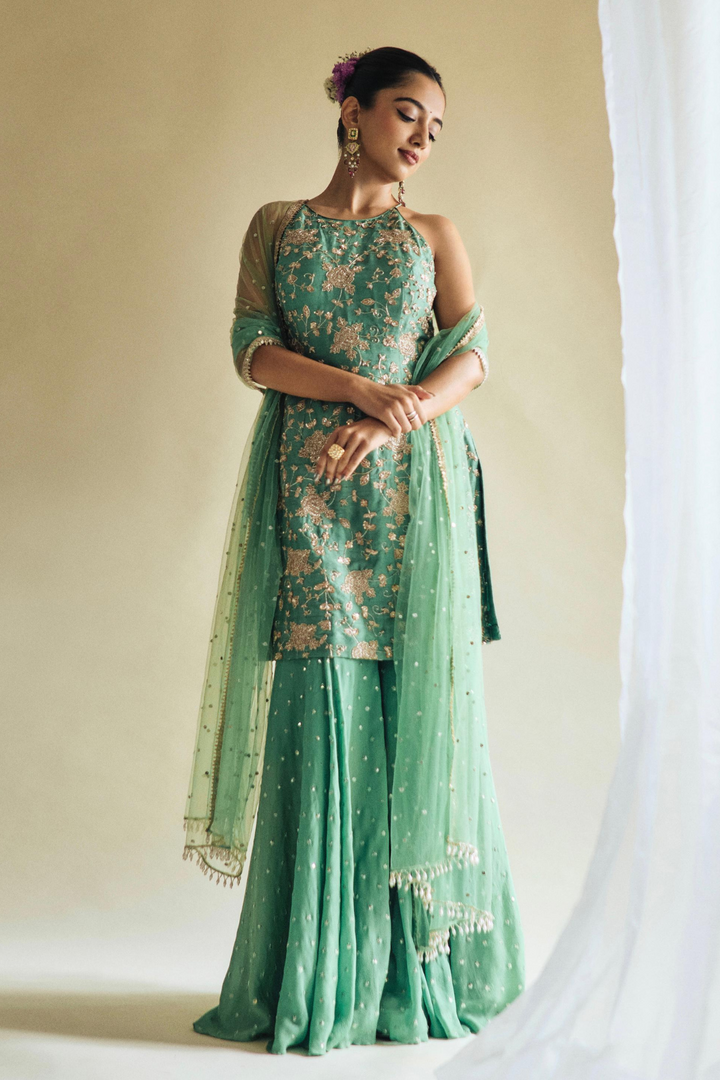 Ahsaas Channa in Green Mehek Palazzo