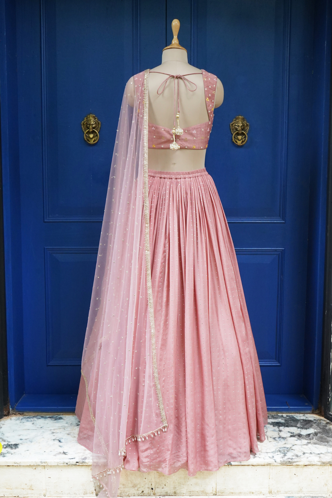 Mouve Pink Mina Rushing Lehenga