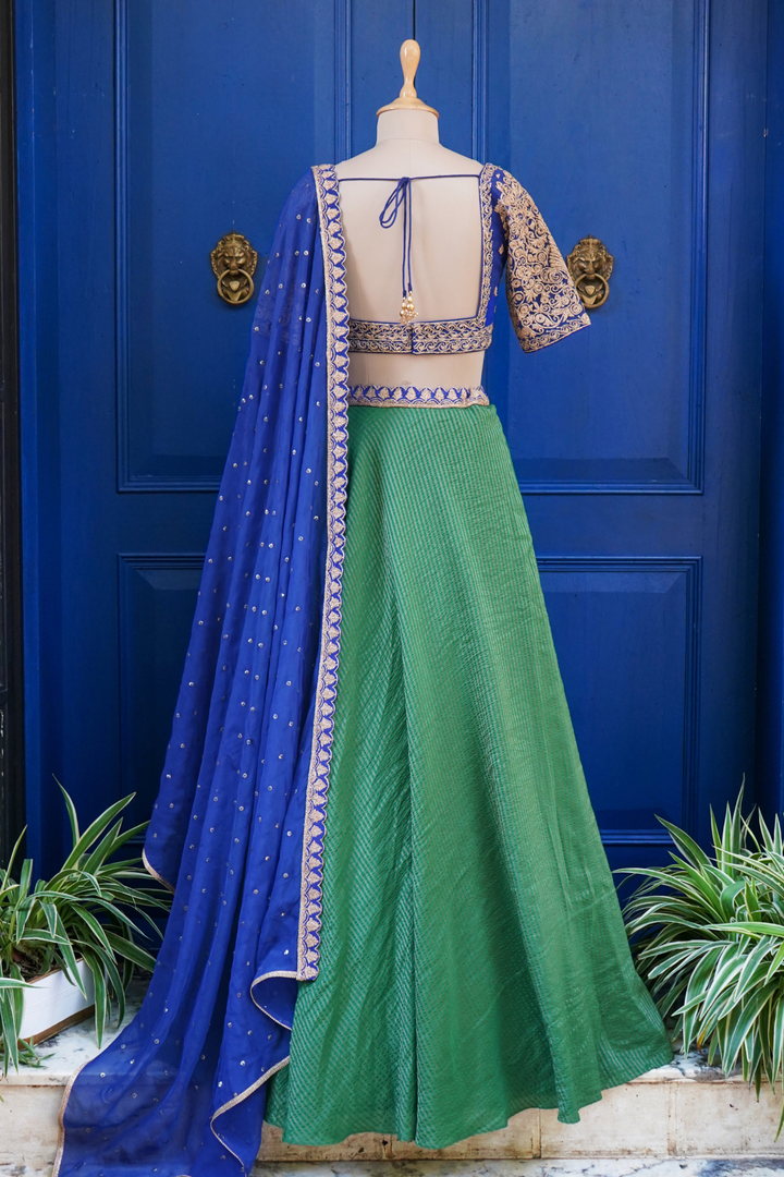 Green tissue lehenga