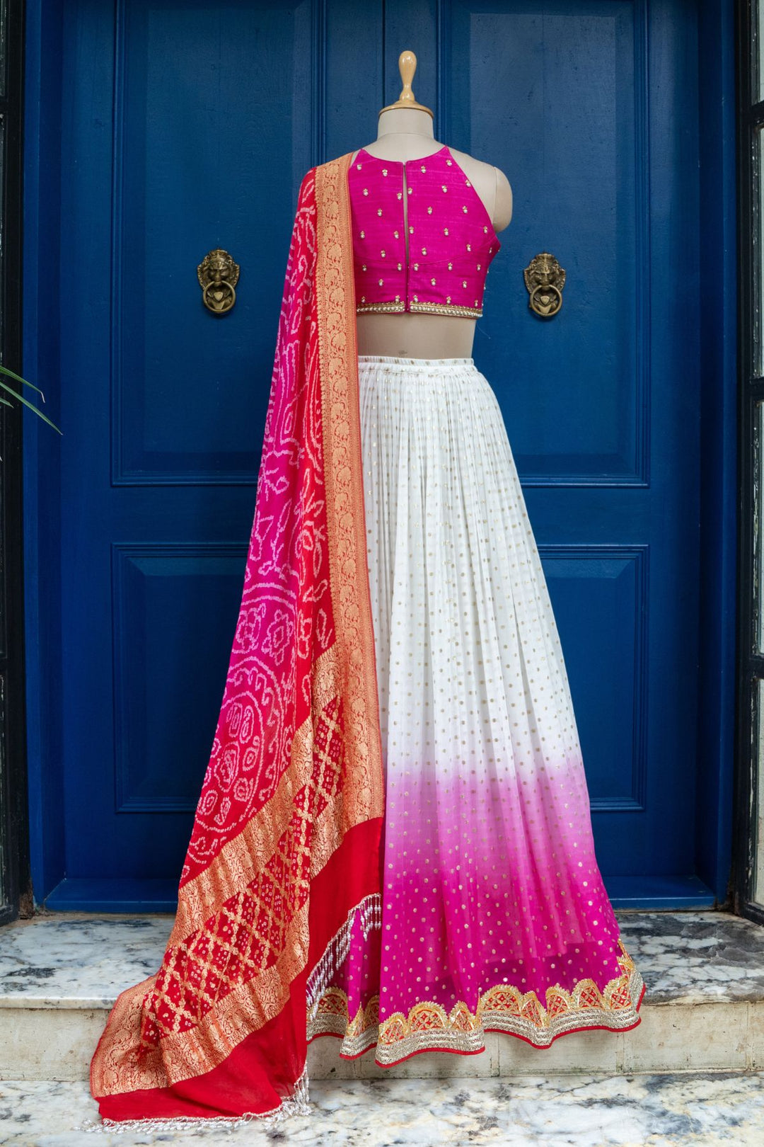 PINK DIP DYE SKIRT SET