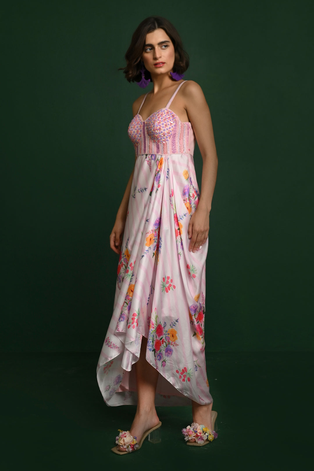 Amelia Satin Drape Dress