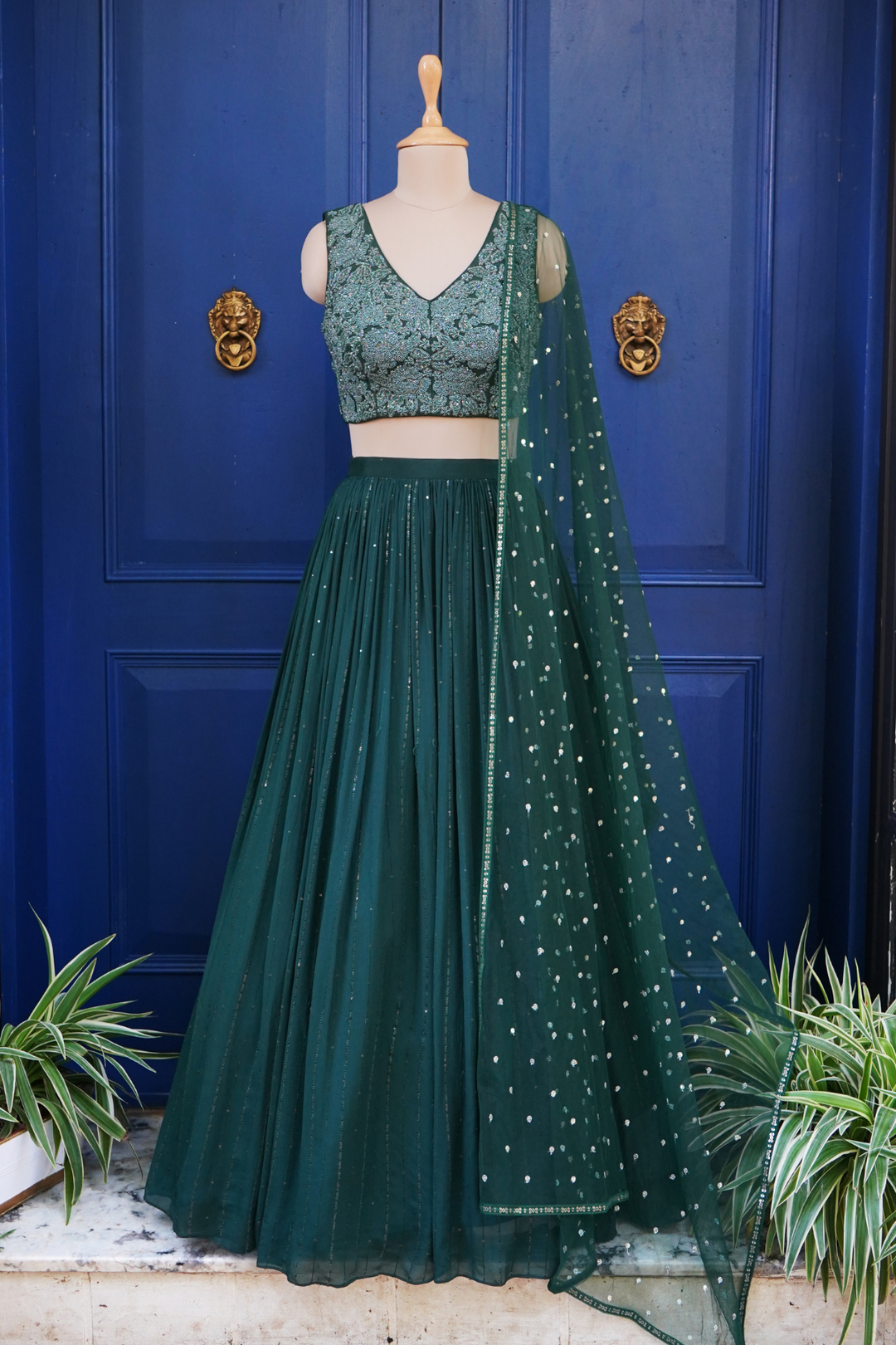 Forest green rose rushing skirt