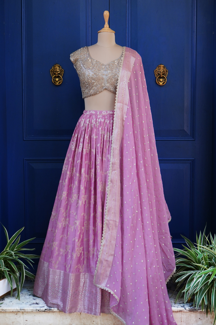 Pink jamewar rushing skirt