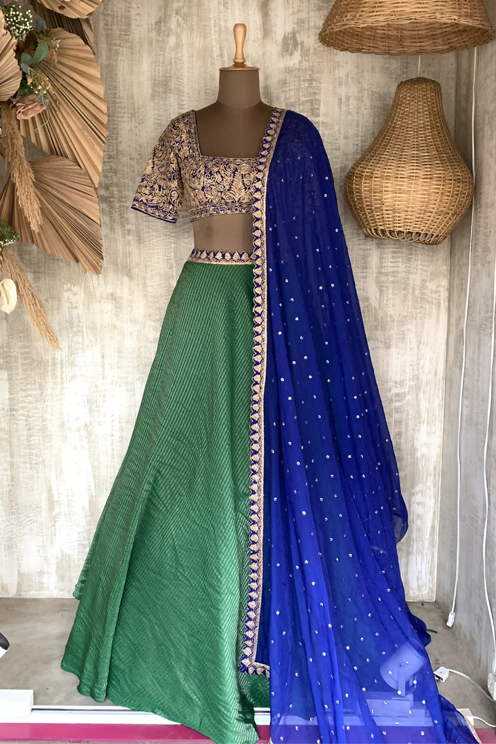 Green tissue lehenga
