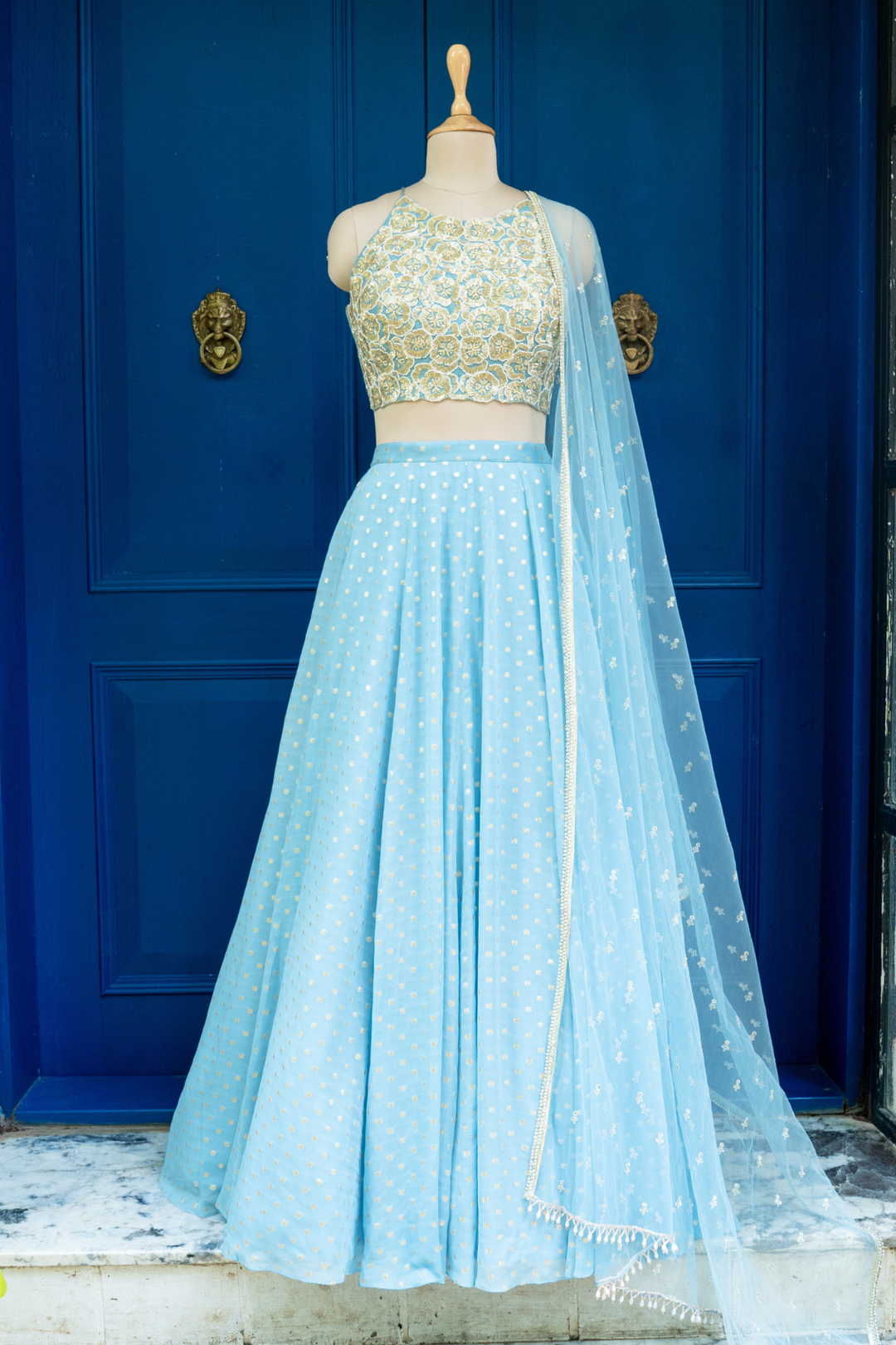 Blue Suhana Rushing Skirt