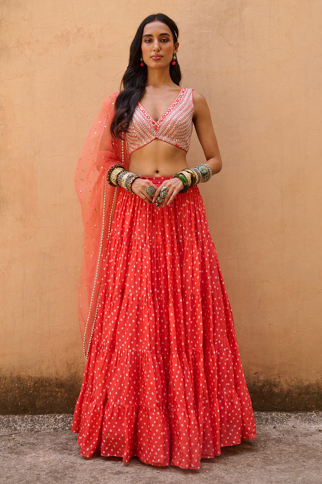 Orange Bandhani Set