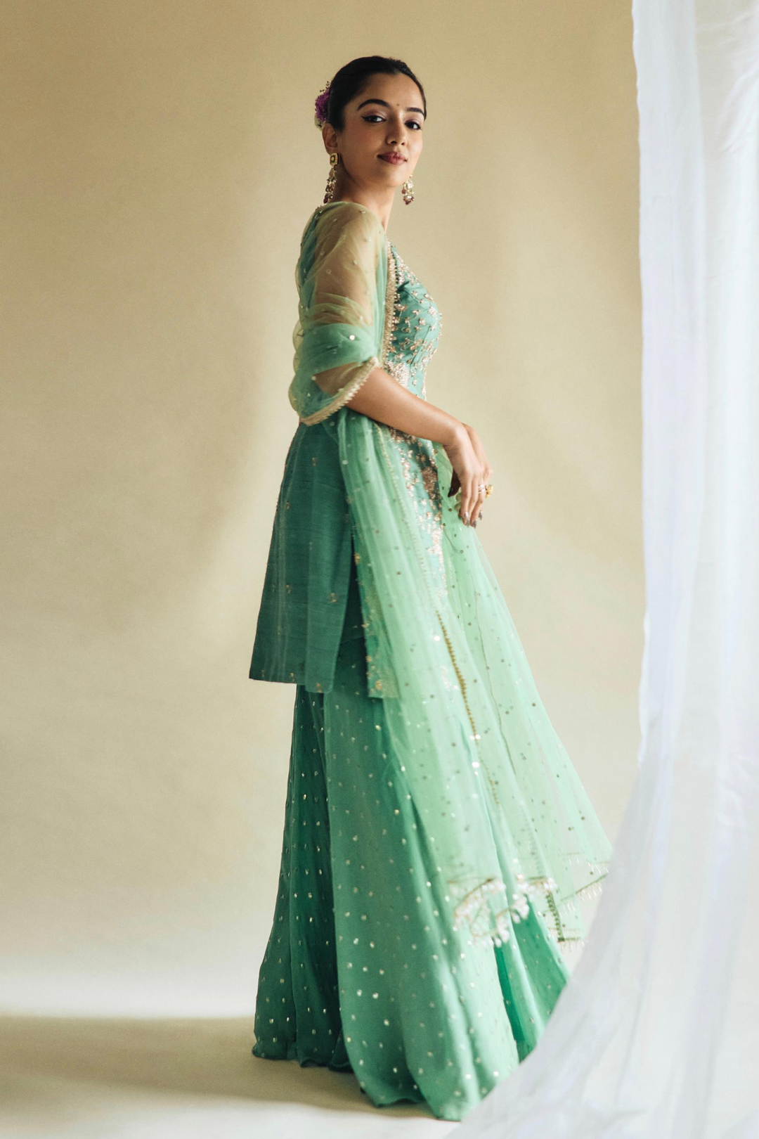 Ahsaas Channa in Green Mehek Palazzo