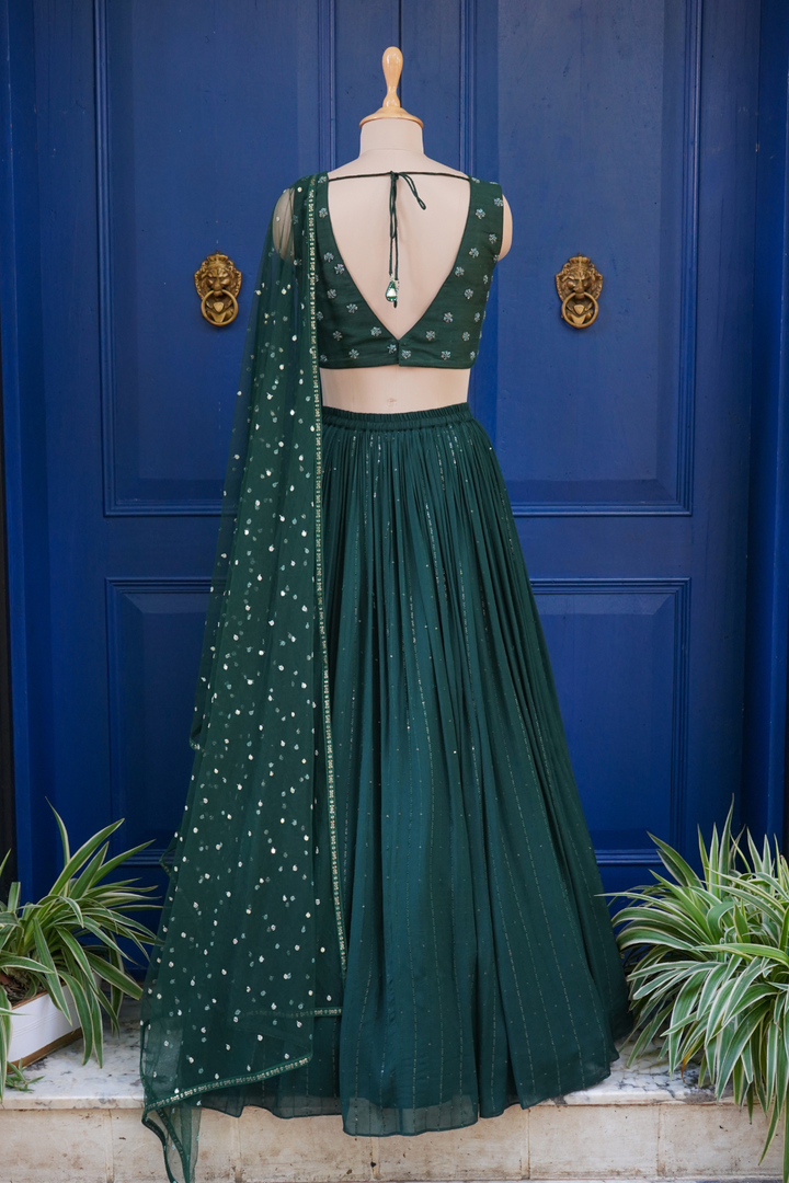 Forest green rose rushing skirt