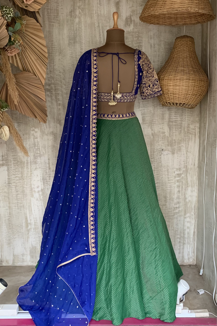 Green tissue lehenga
