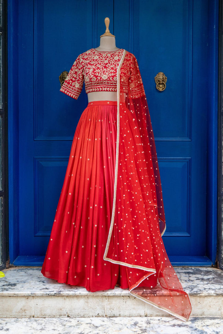 Red shaded rushing skirt
