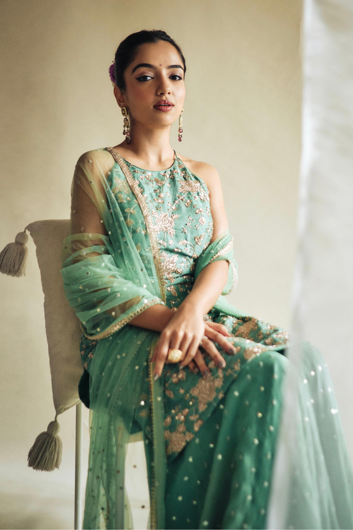 Ahsaas Channa in Green Mehek Palazzo