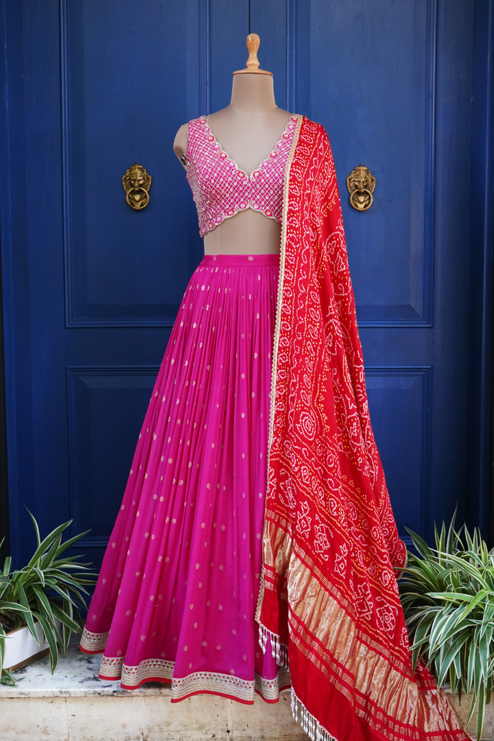 Mala jamewar lehenga skirt