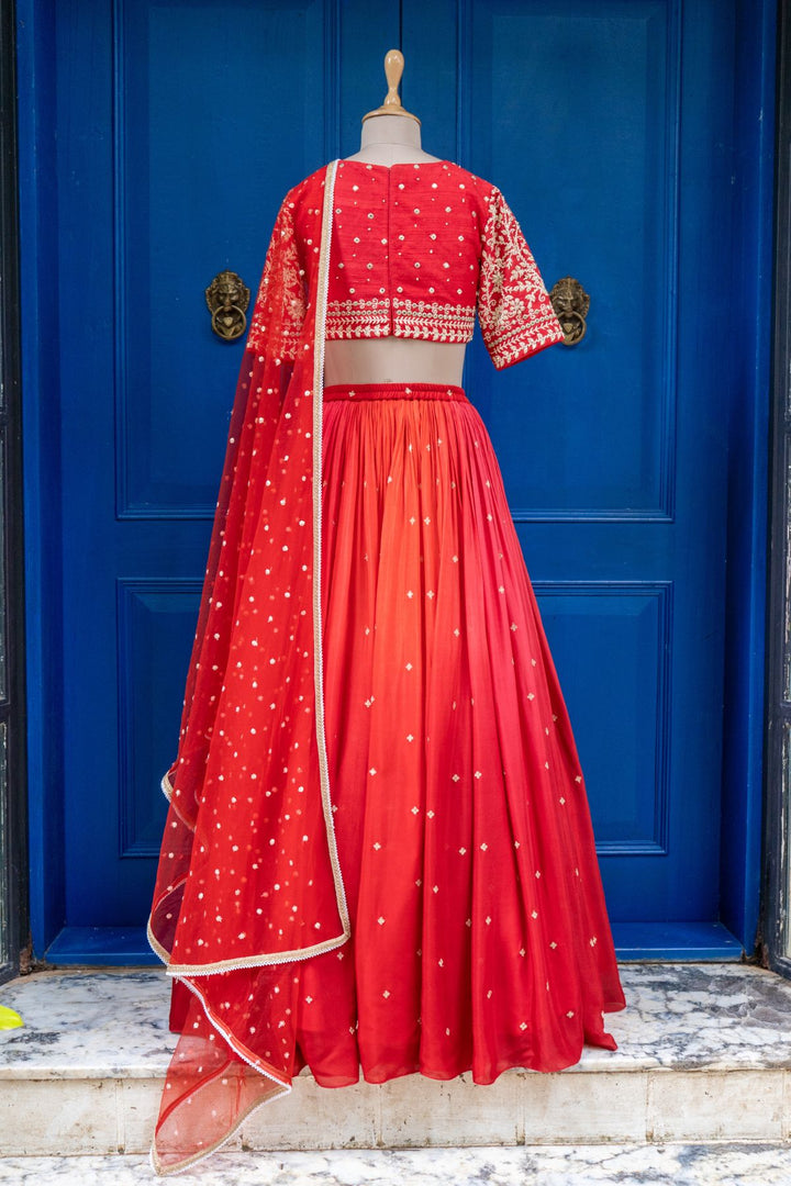 Red shaded rushing skirt