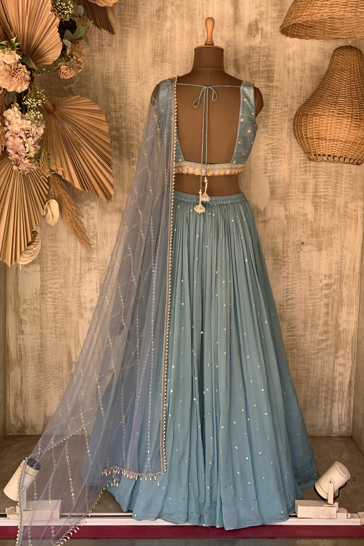 Light blue Monet rushing lehenga