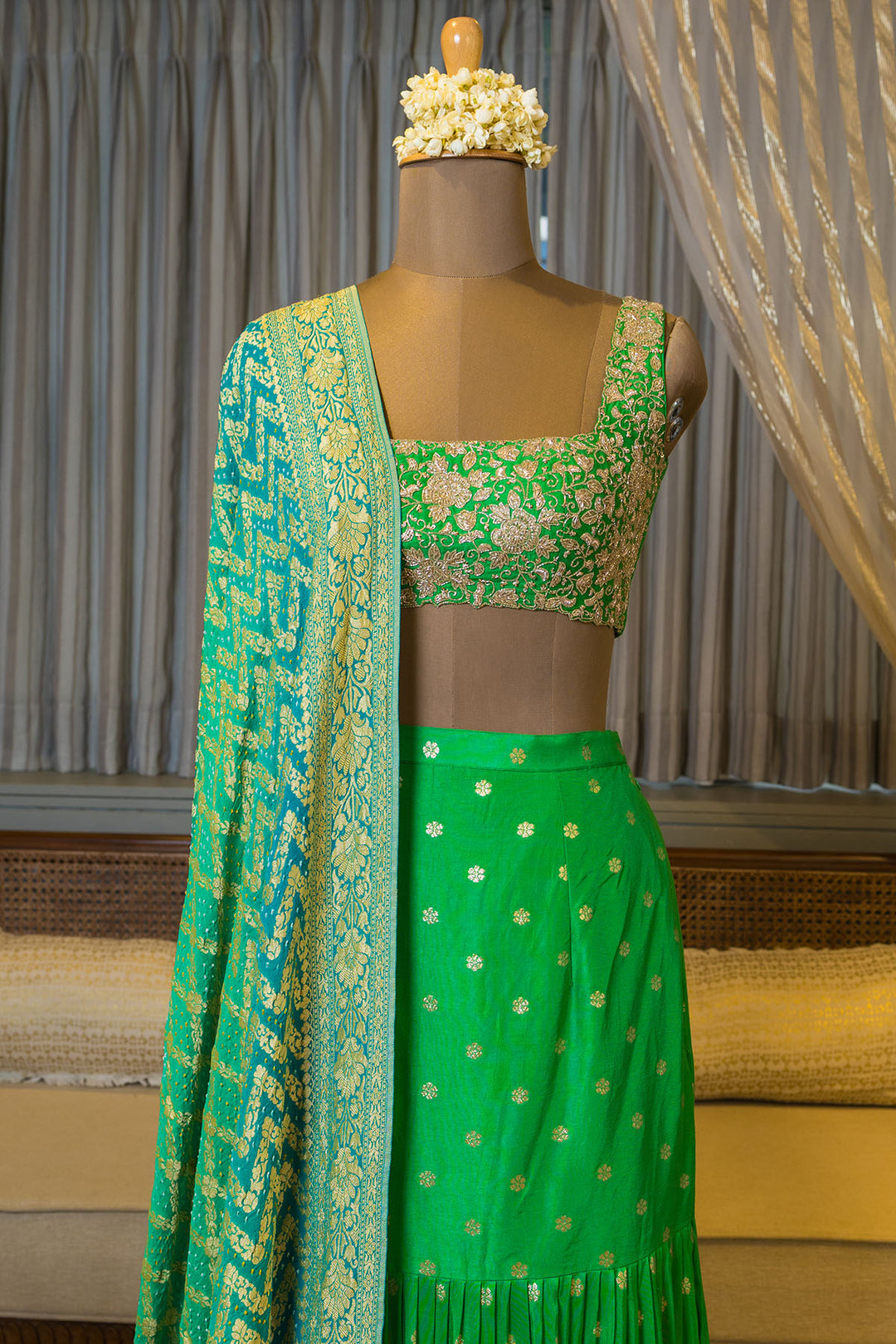 AISHA WITH BANDHEJ DUPATTA