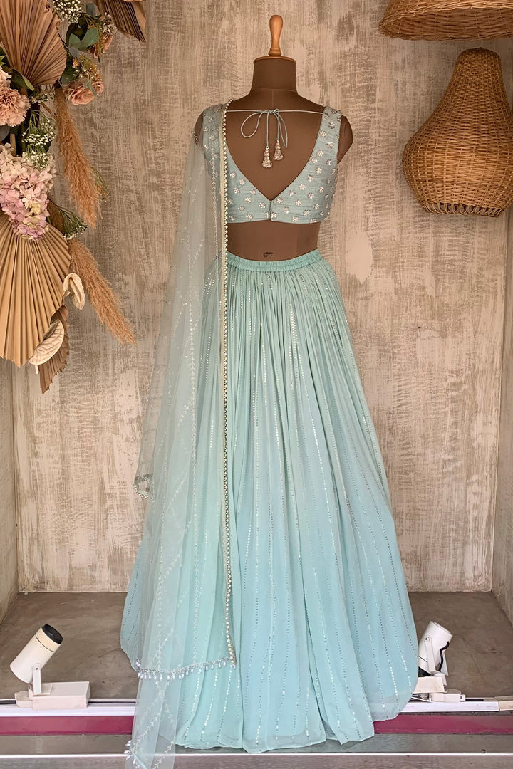 SEA GREEN MEERA RUSHING SKIRT SET
