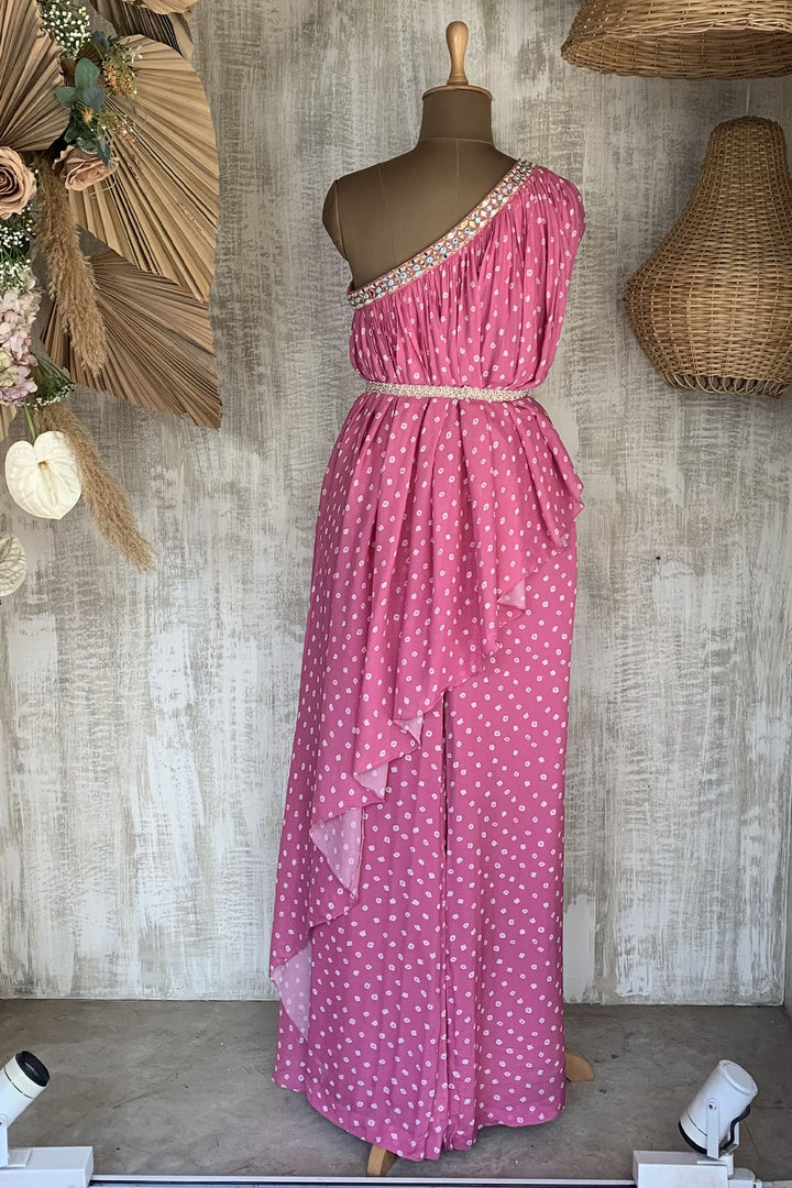 Bandhani One Shoulder Pant Set