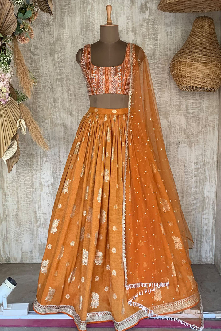 RUST ZEST JAMEWAR SKIRT SET