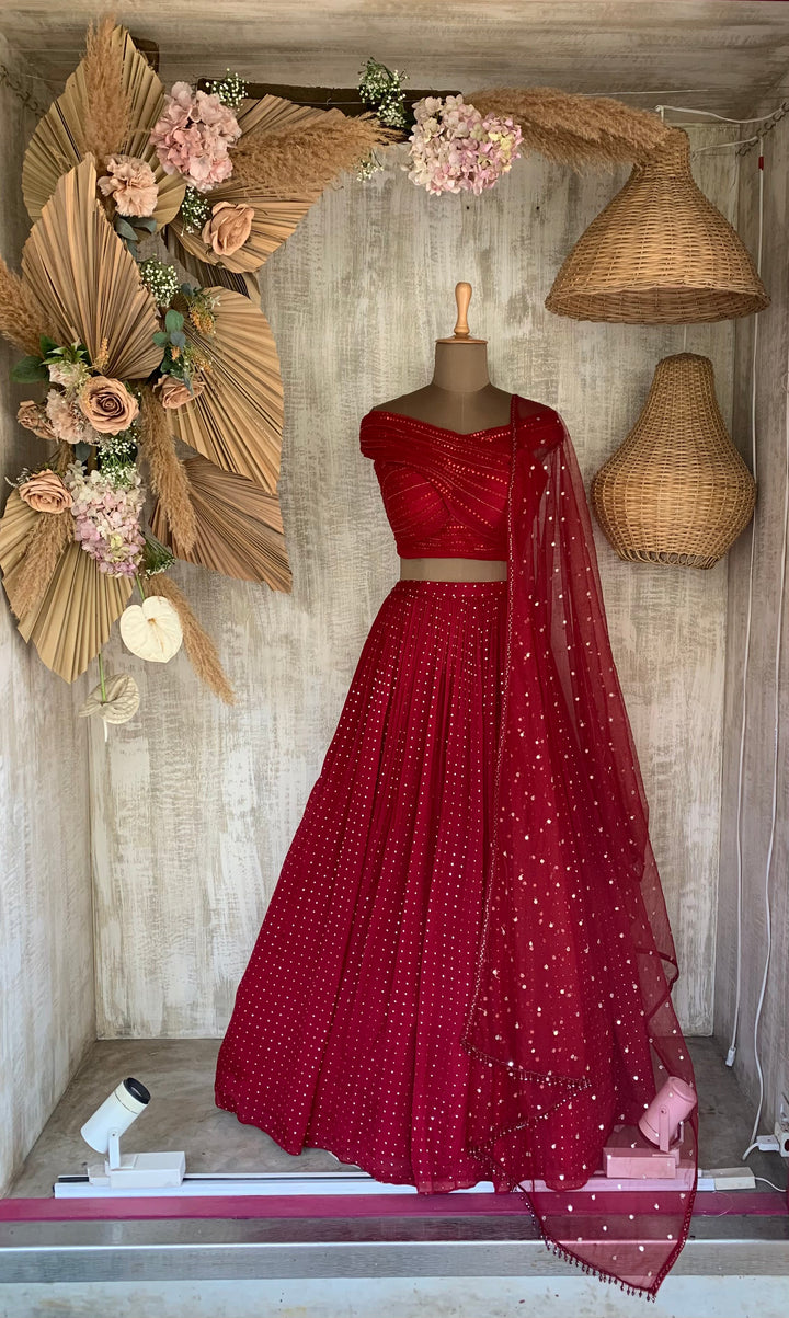 MAROON MIYU OFF SHOULDER SET