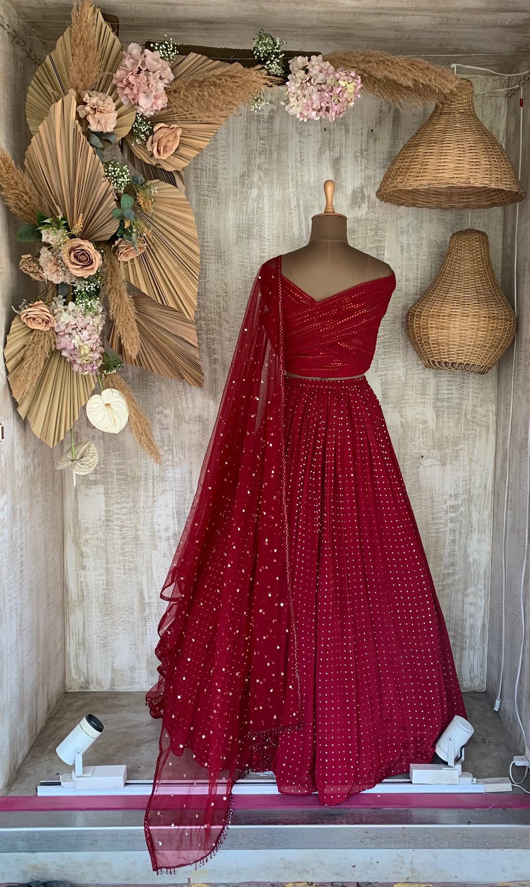 MAROON MIYU OFF SHOULDER SET