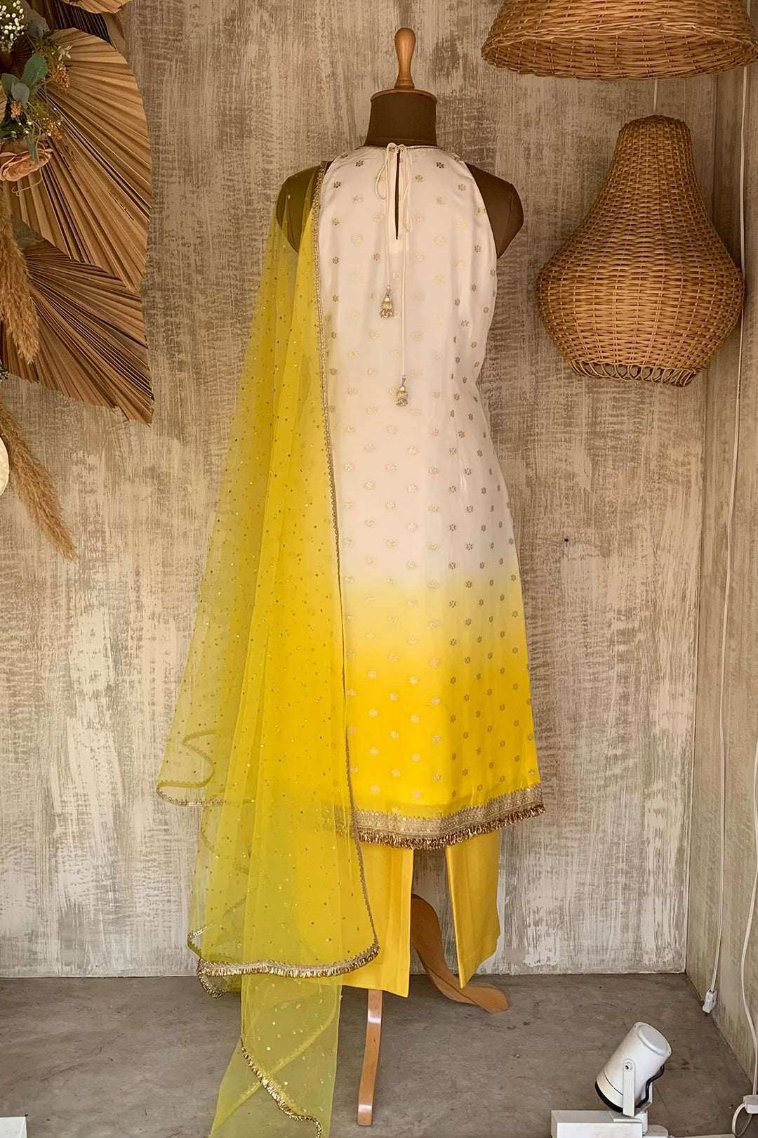 IVORY TO YELLOW OMBRE KURTA SET