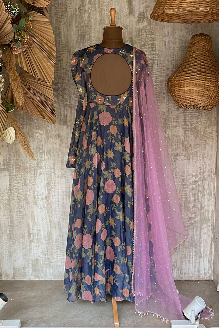 Floral printed gown set